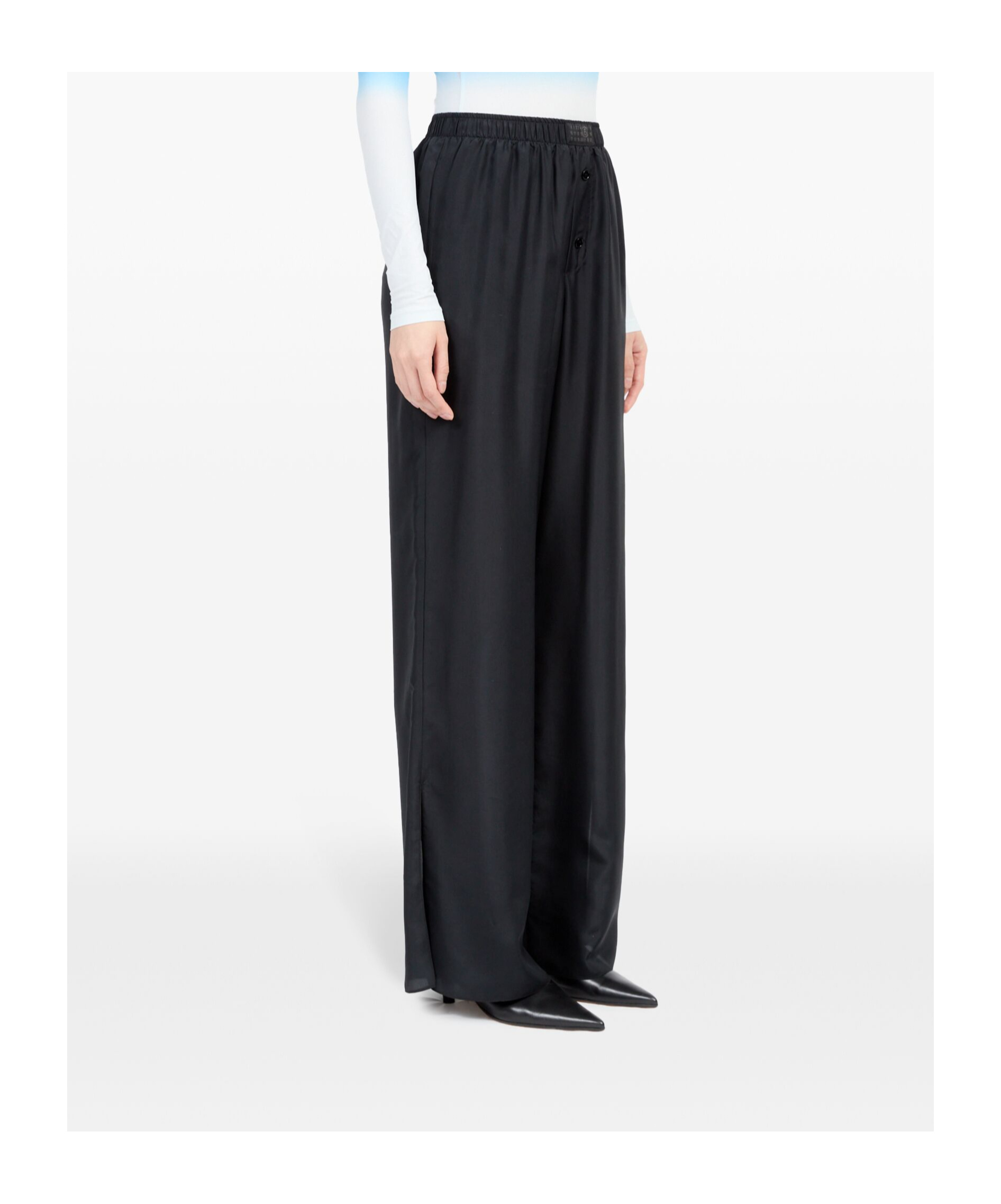 Mm6 Maison Margiela Silk Trousers In Black