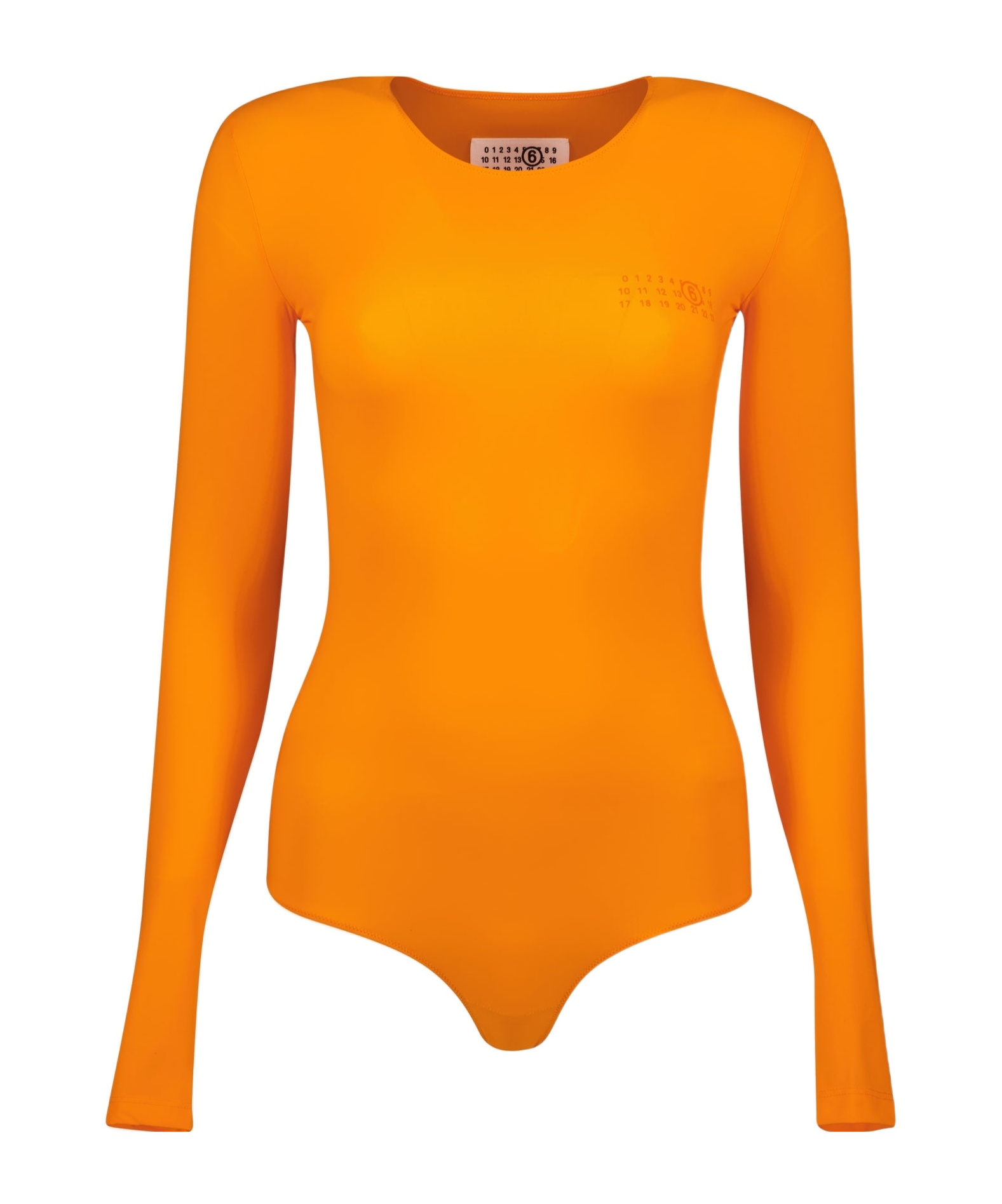 Mm6 Maison Margiela Orange Lycra Jersey Bodysuit In Orange