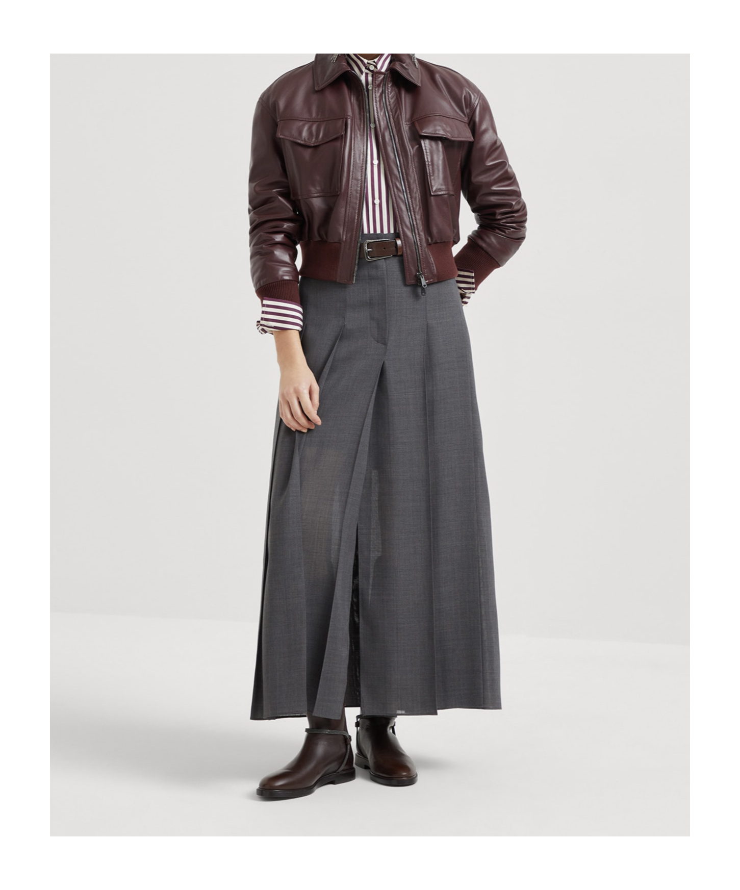 Brunello Cucinelli Wool Skirt In Gray