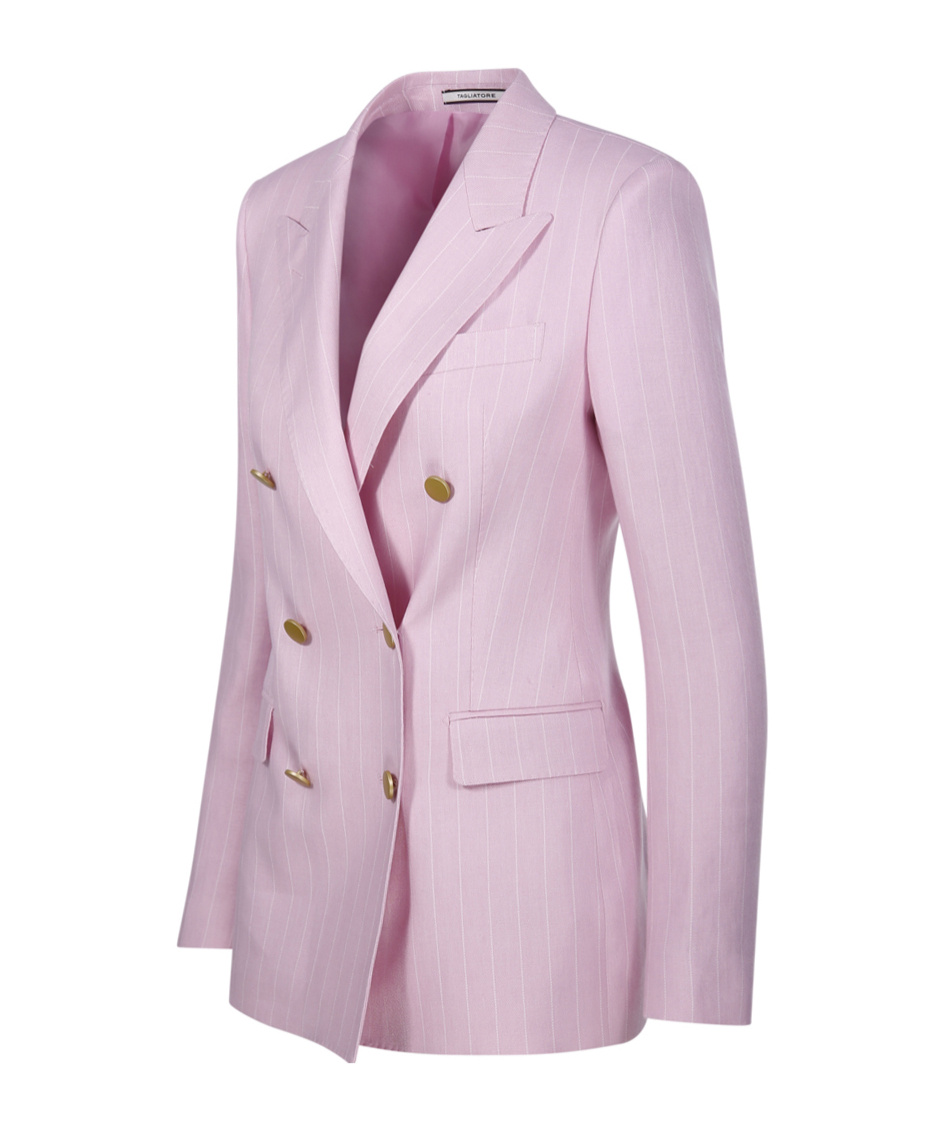 Tagliatore Double-breasted Lapel Suit Jacket In Pink