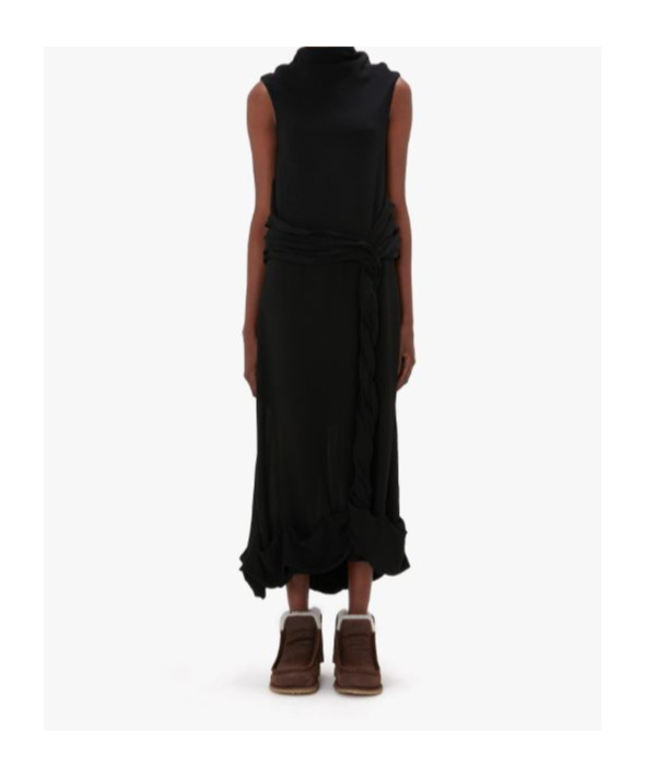 Shop Jw Anderson Twisted Sheer Dress In Black