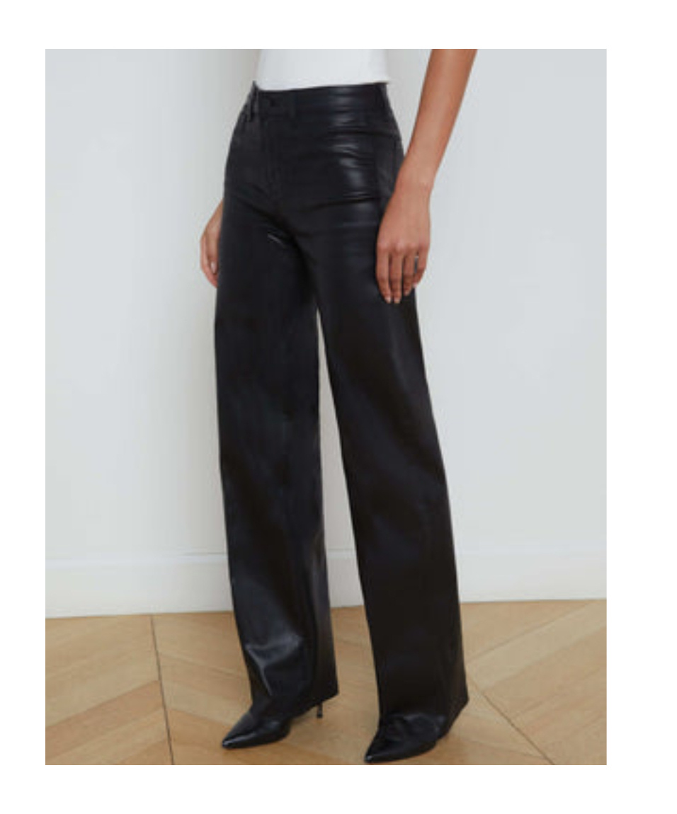 L'agence Clayton Coated Wide-leg Jean In Black