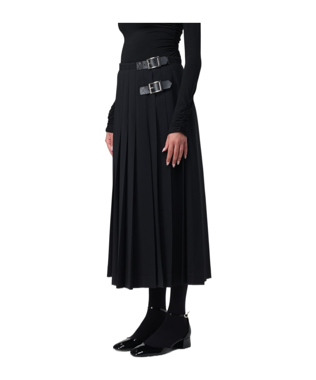 Ermanno Scervino Pleated Maxi Skirt With High Waist In Black