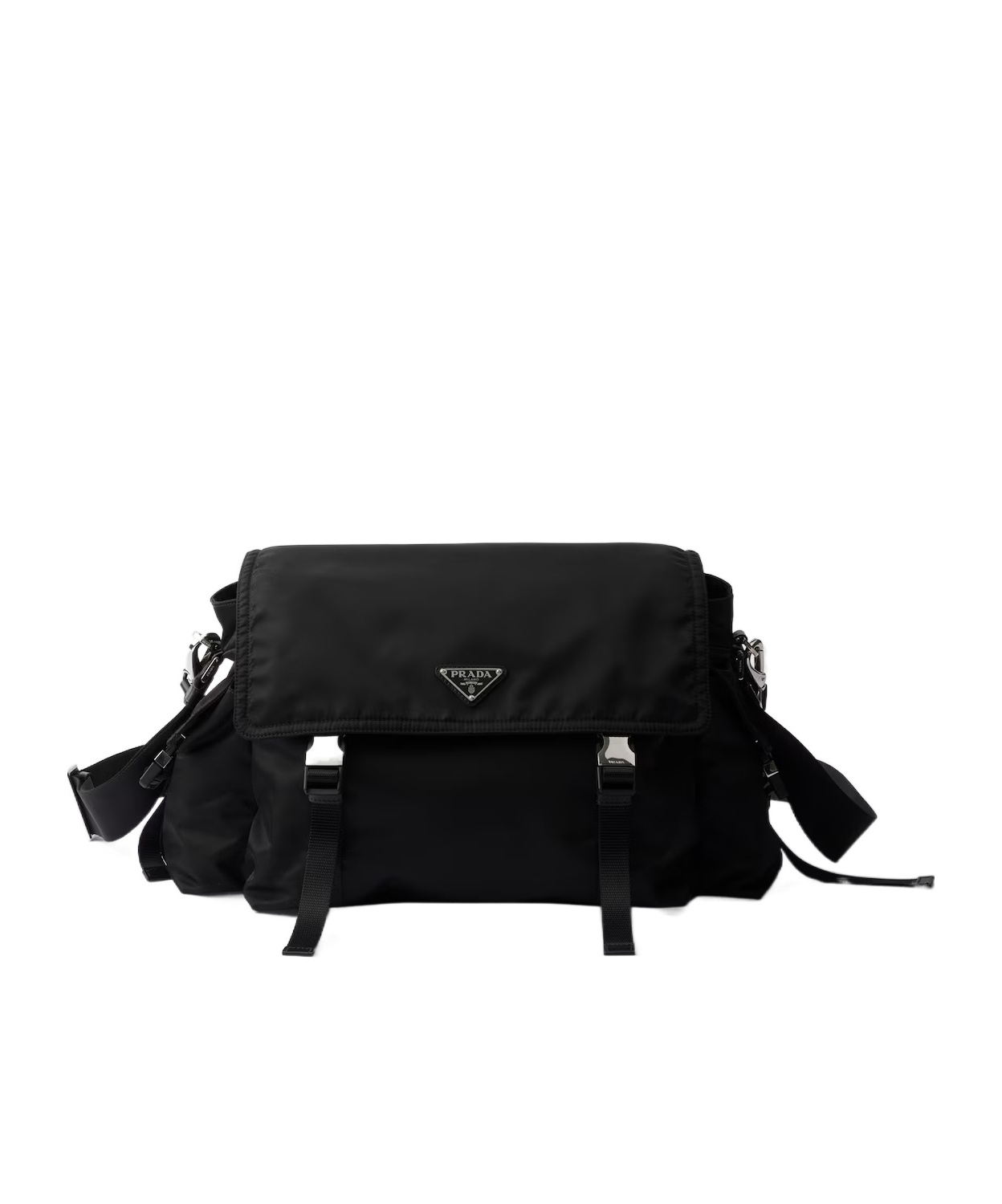 Prada Explore Messenger Bag With Triangle-logo In Black