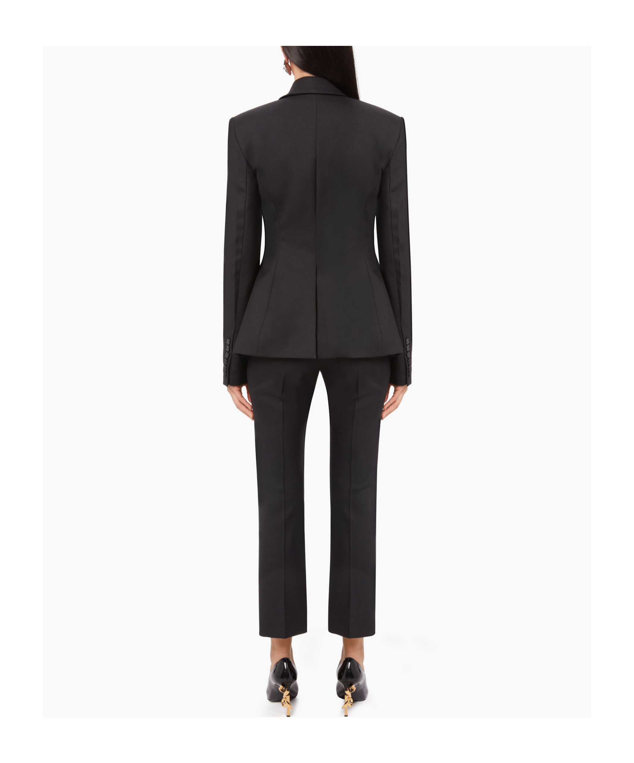 Shop Nina Ricci Peplum Hem Wool Blazer In Black