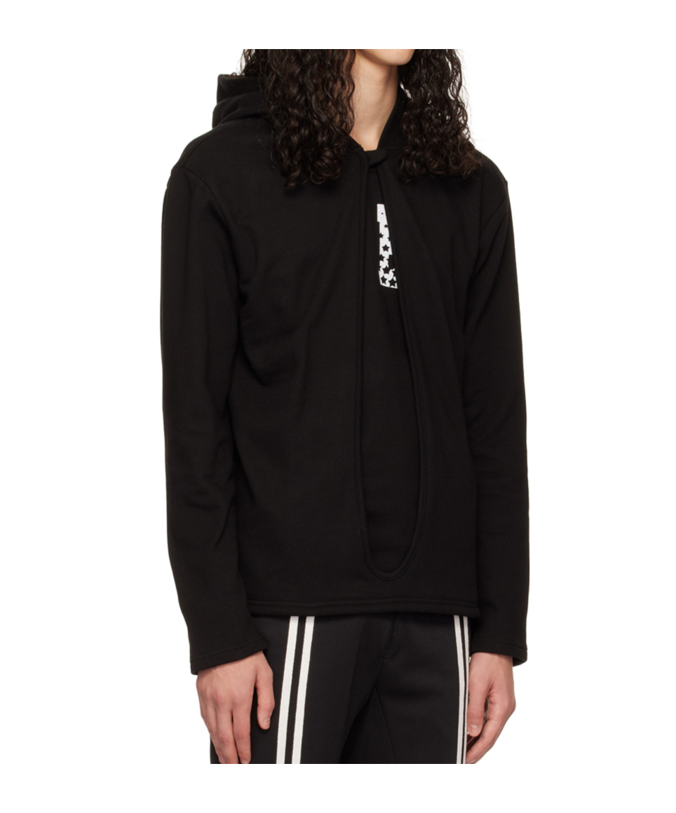 Open Yy Layered Hoodie In Black