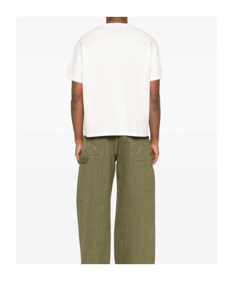 Bode Beaded Leaf Embellished Printed Cotton-jersey T-shirt In White