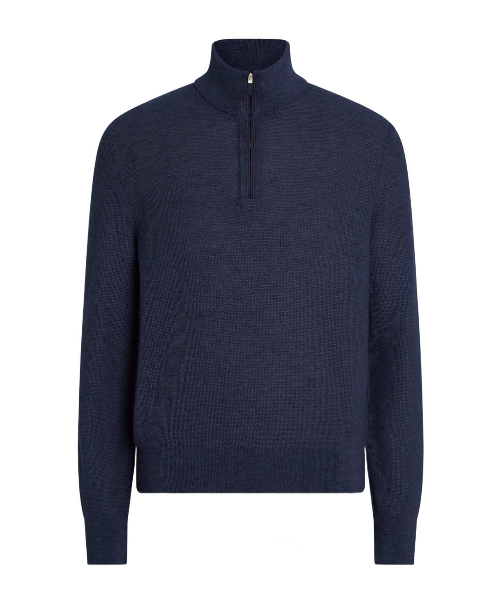 Zegna Cashseta Knit Polo With Ribbed Cuffs And Hem In Blue
