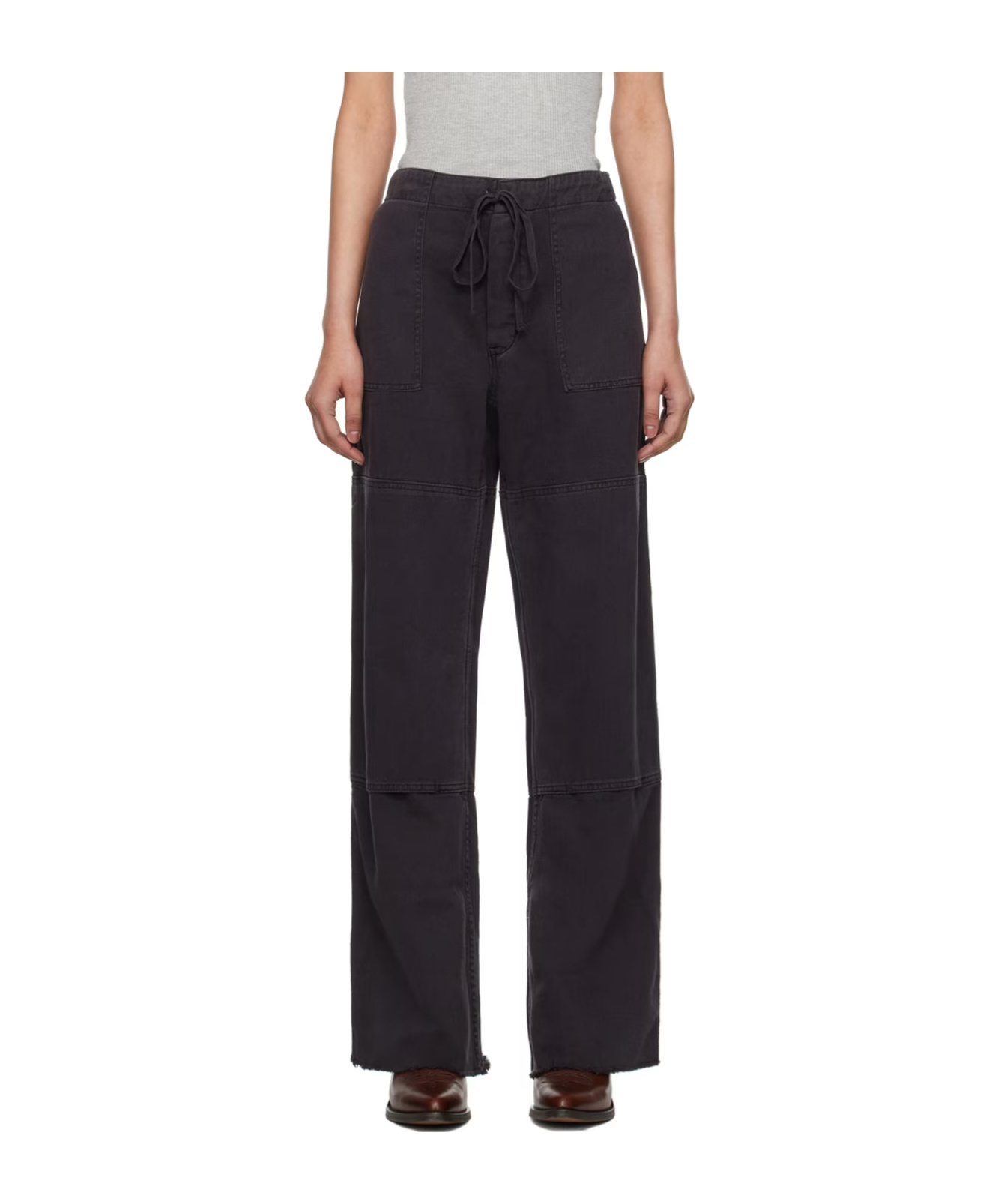 Re/done Paneled Denim Wide-leg Pants In Black