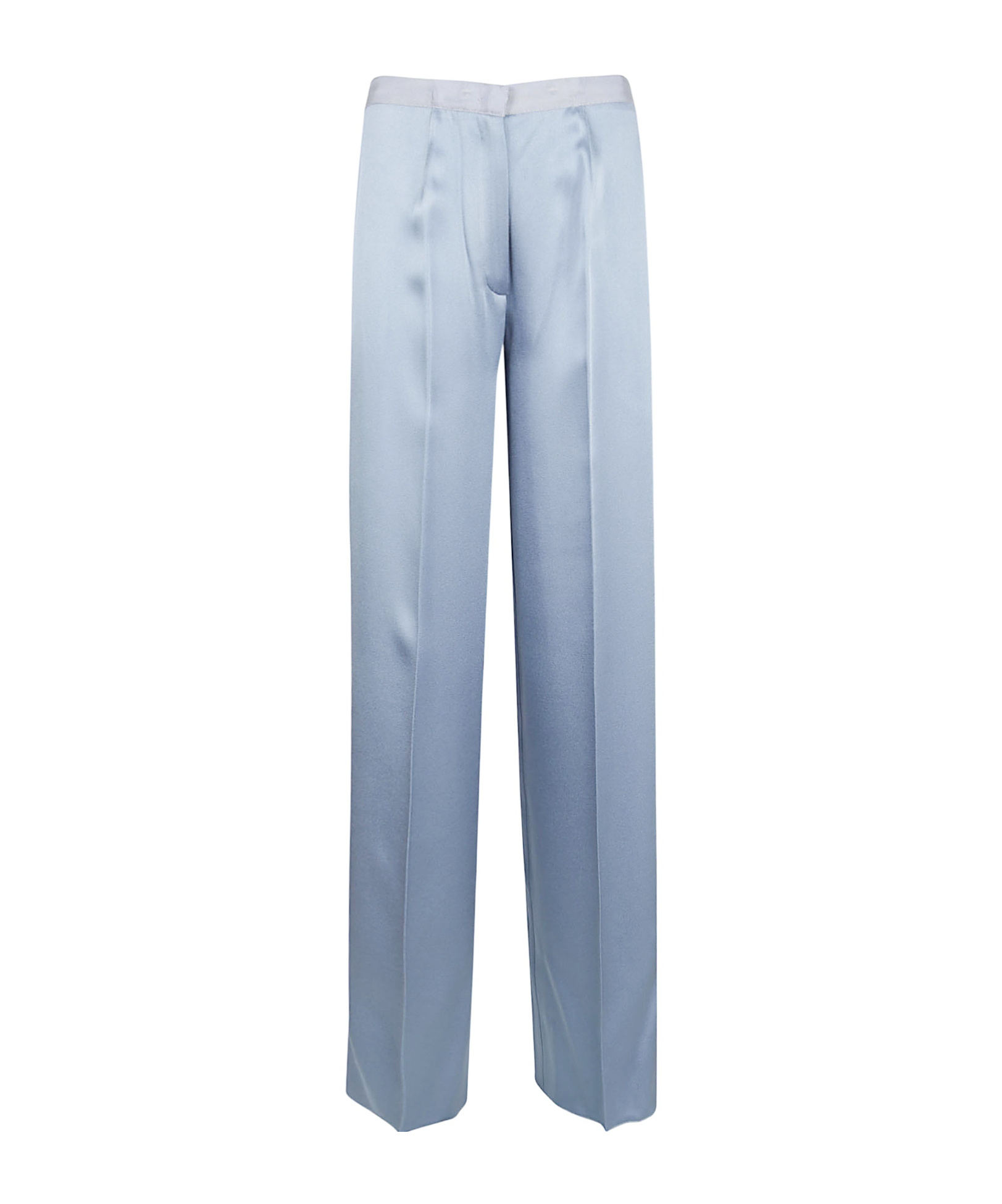 Forte Forte High Waist Satin Wide Leg Trousers In Blue