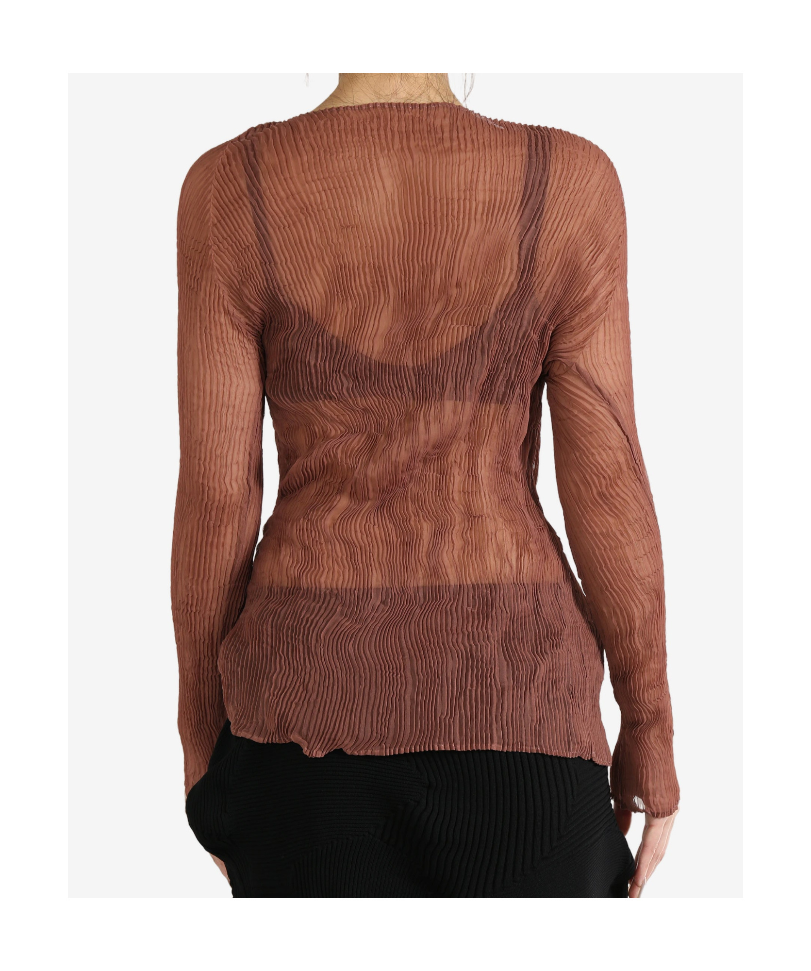 Issey Miyake Long-sleeved Blouse In Brown