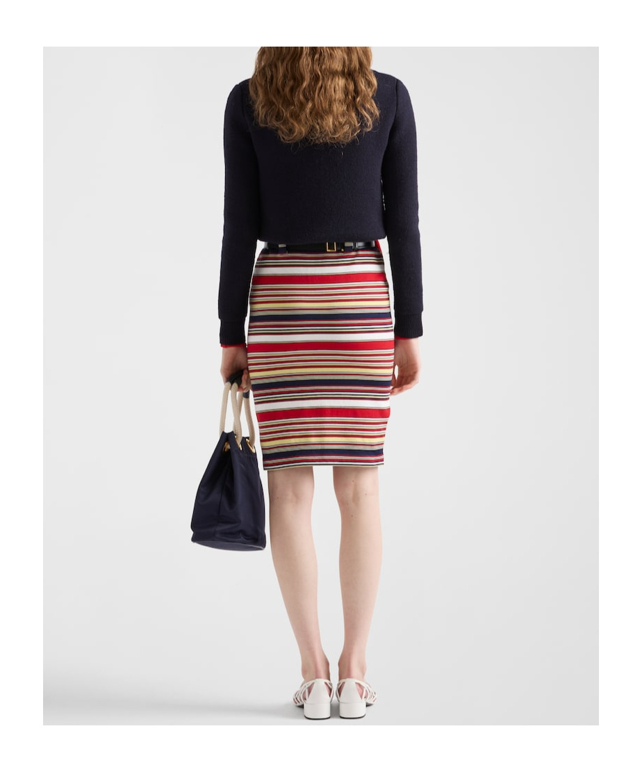 Shop Prada Cotton Skirt In Red/blue