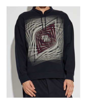 Emporio Armani Cotton-blend Sweatshirt With Graphic Print In Blue