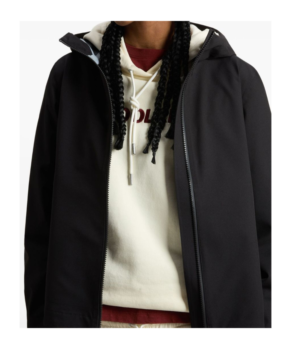 Woolrich Hooded Jacket With Side Slit Pockets In Black