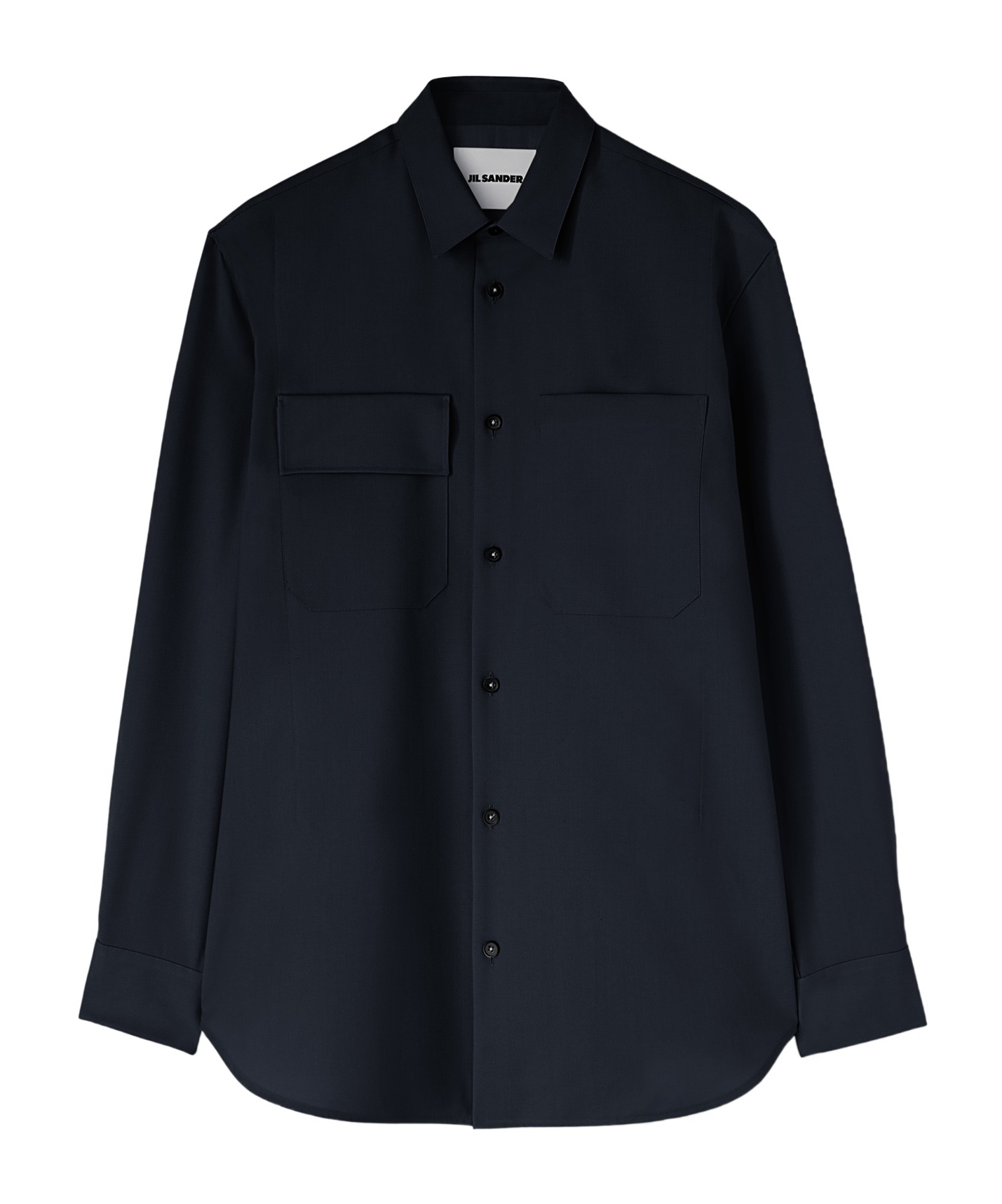Jil Sander Long-sleeved Wool Shirt In Black