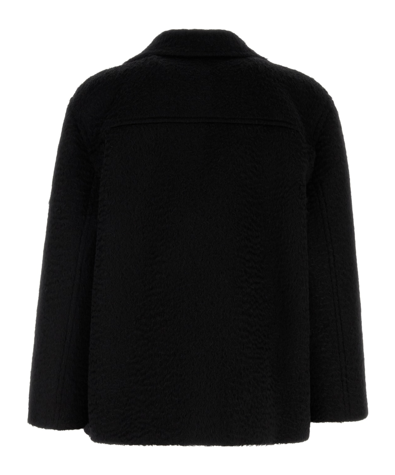 Valentino Dropped Shoulder Wool Blend Coat In Black