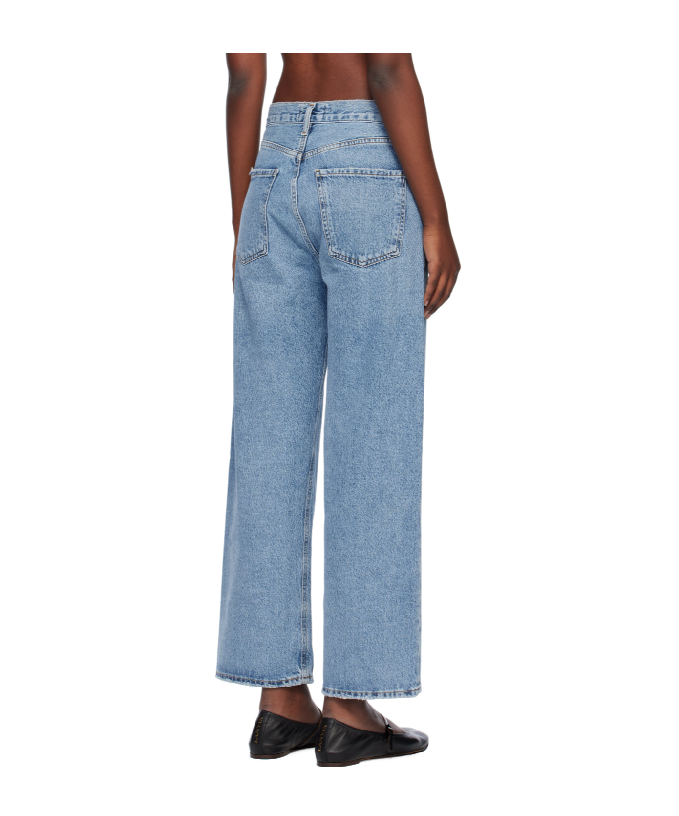 Agolde High Waist Denim Trousers In Blue