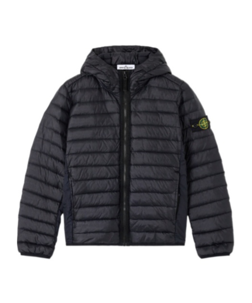Stone Island Hooded Down Jacket With Anti-drop And Zip Pockets In Black