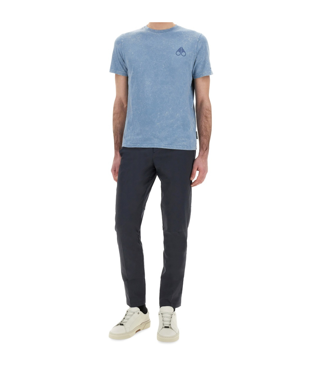 Moose Knuckles Round Neck Short Sleeves Washed Effect T-shirt In Blue