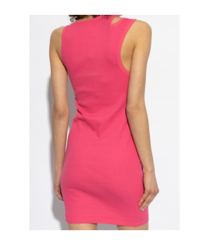 Shop Versace Jeans Ribbed Mini Dress In Red