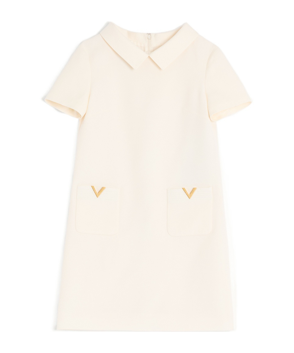 Valentino Short Sleeve Dress In White