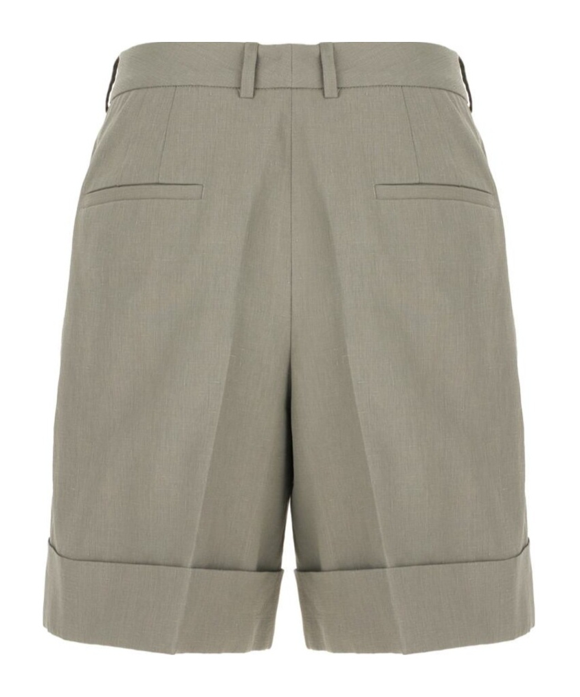 Jil Sander Bermuda Linen Shorts Back Pockets In Nude