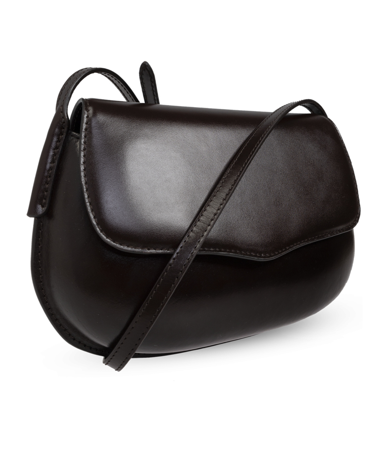 Lemaire Belly Foldover Top Shoulder Bag In Brown