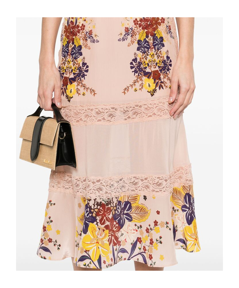Farm Rio Floral Lace Slip Dress In Nude