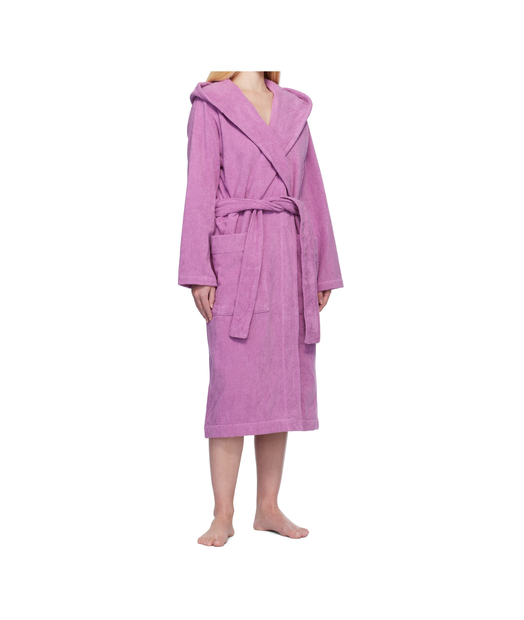 Tekla Terry Hooded Bathrobe In Purple
