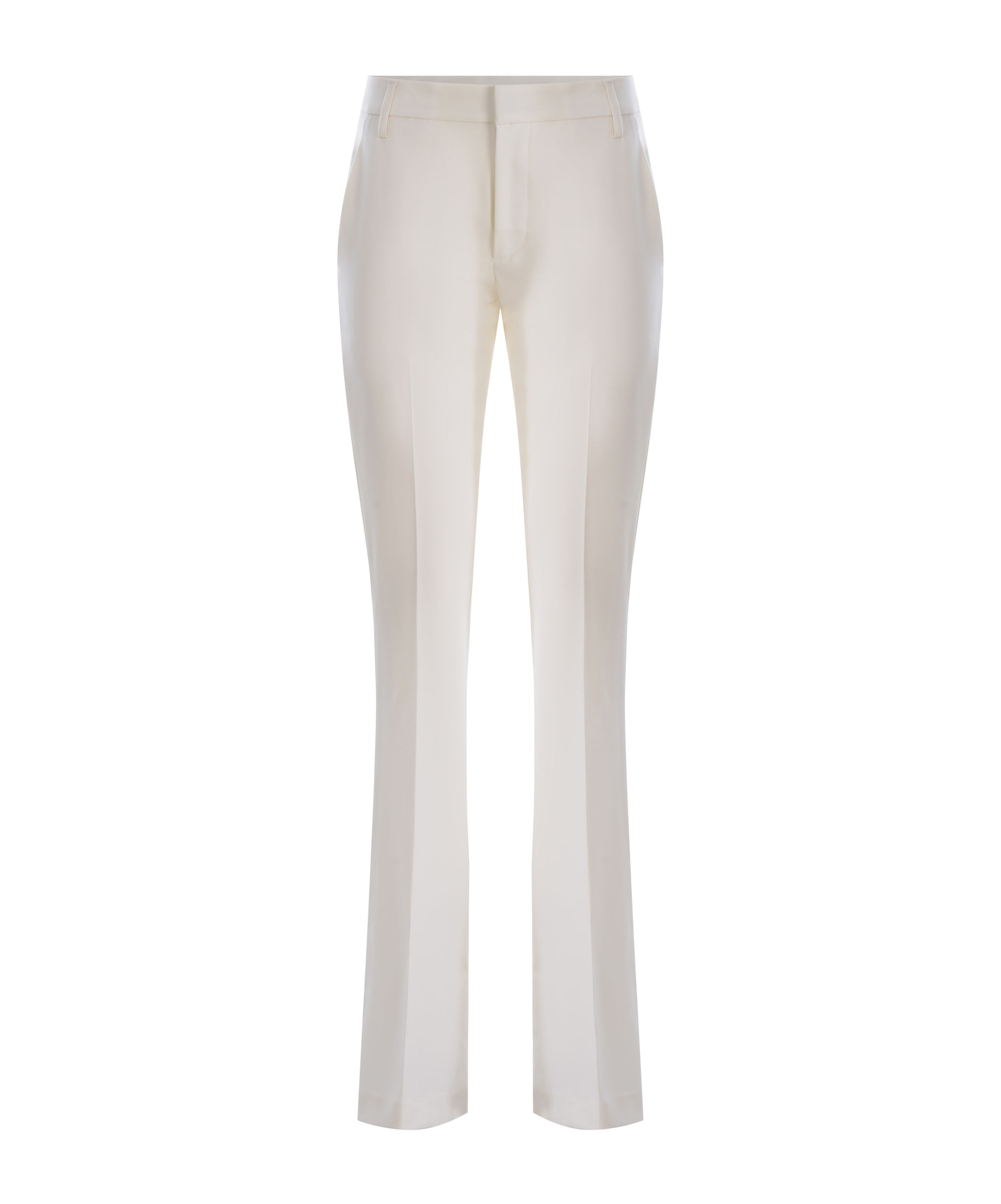 Dondup Pleated Zipper Casual Pants In White