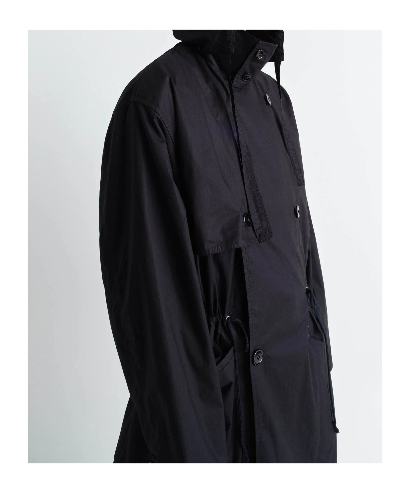 Lemaire Wool Coat In Black