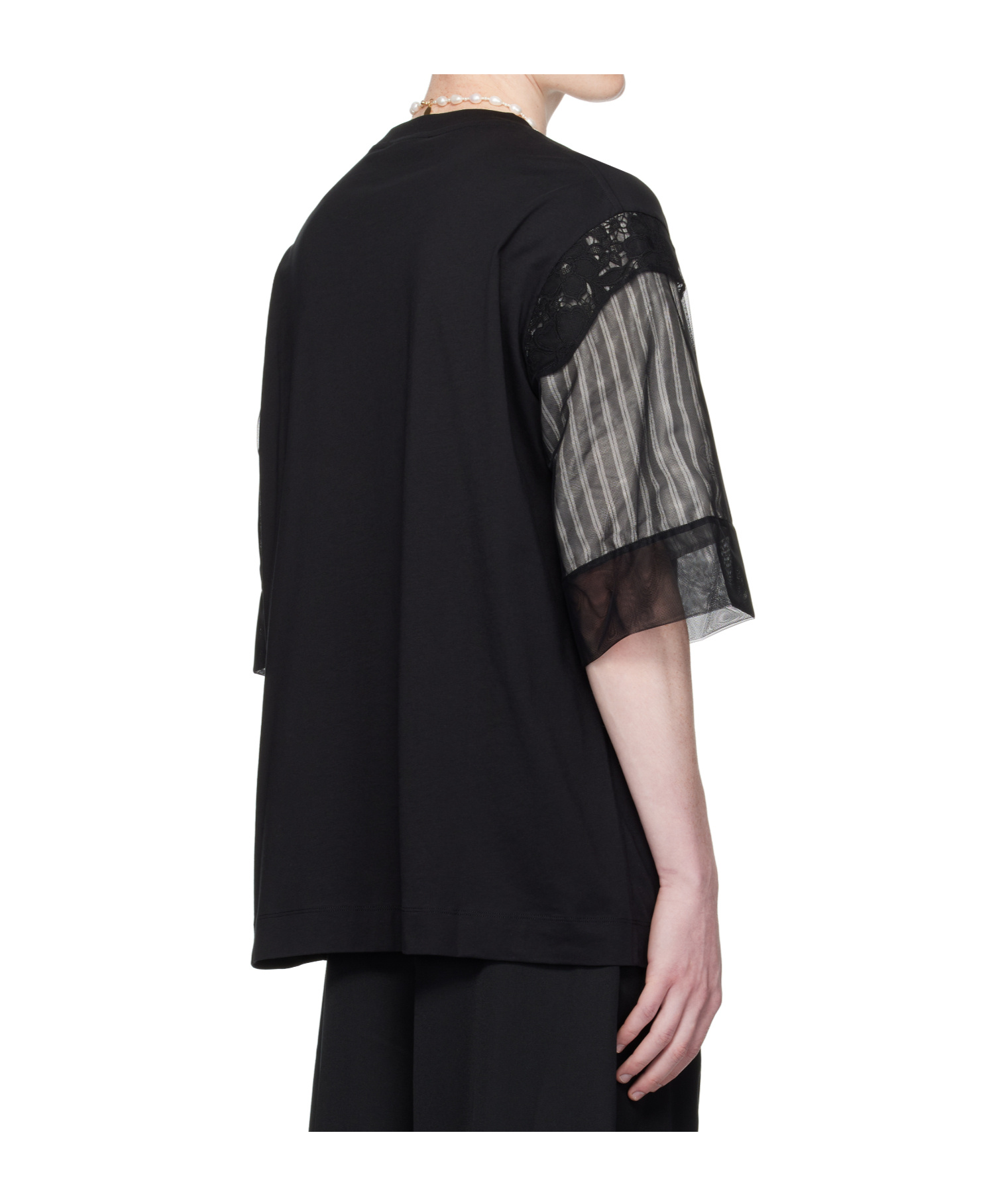 Simone Rocha Trapped Lace Patchwork T-shirt In Black
