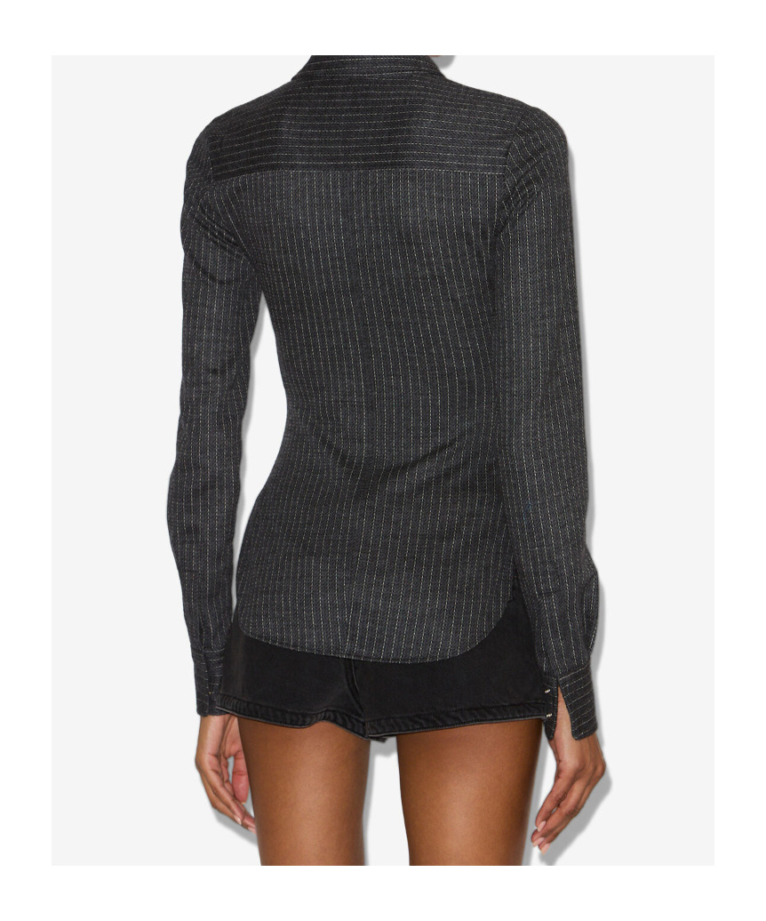 Isabel Marant Romea Pinstripe Shirt In Black