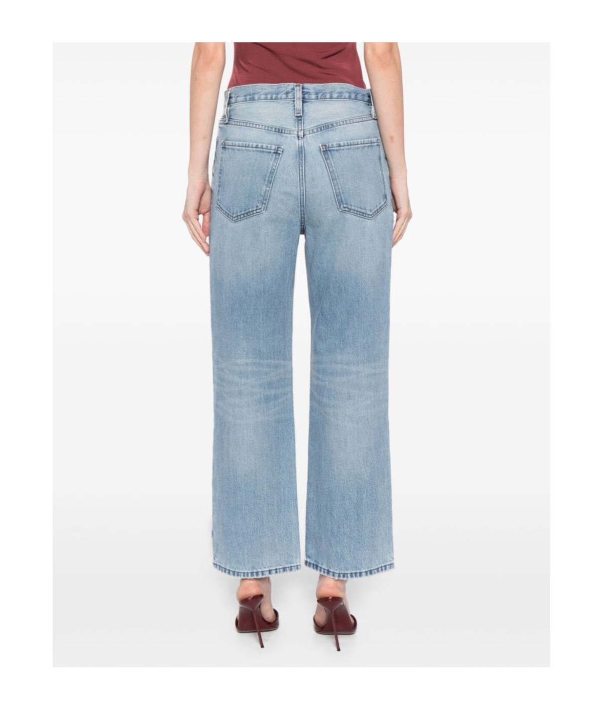 Shop Frame Belt-loop Jeans In Blue