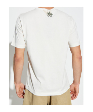 Emporio Armani Floral-embroidered Portrait T-shirt In White