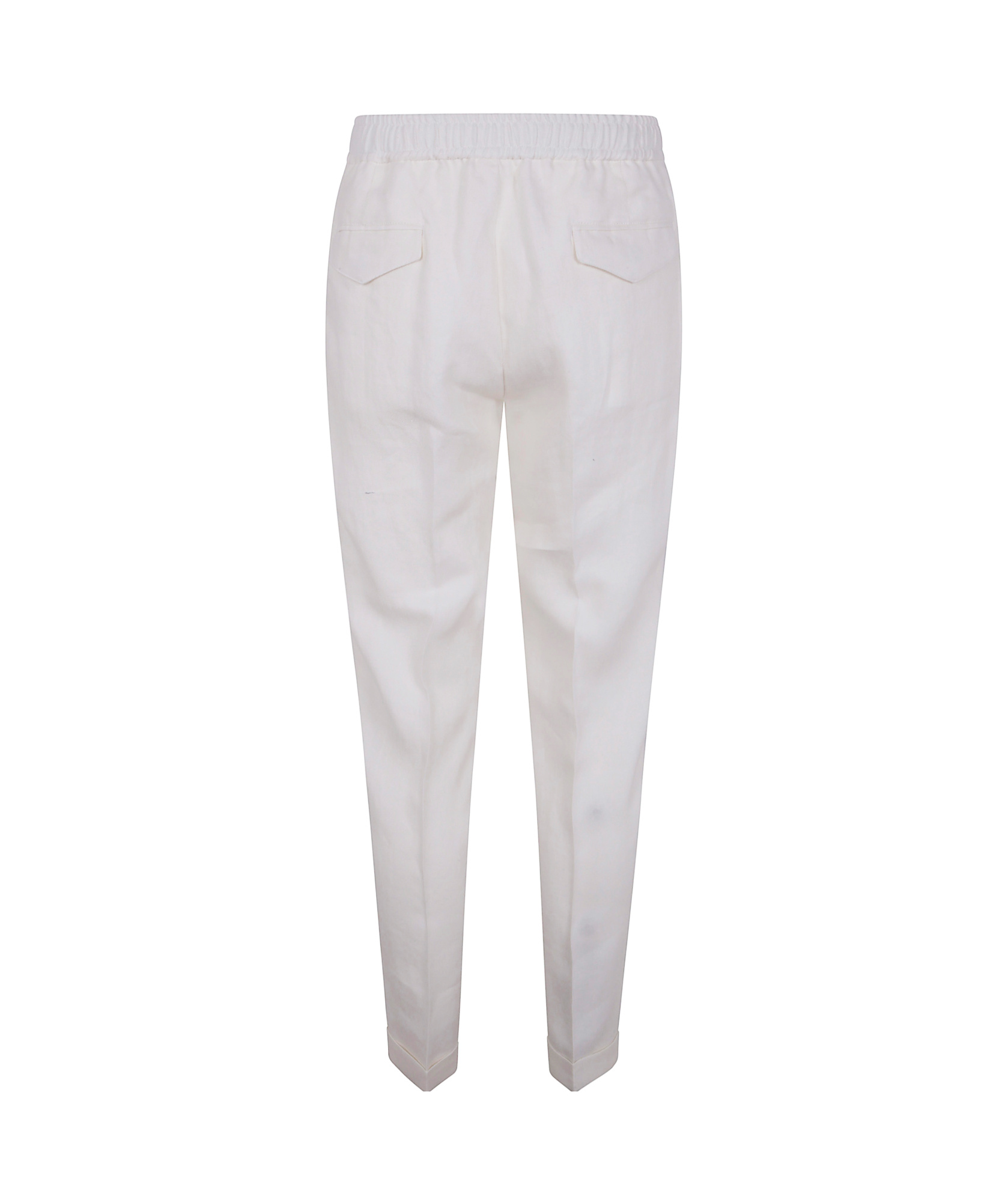 Barba Napoli Elastic Waist Casual Pants In White