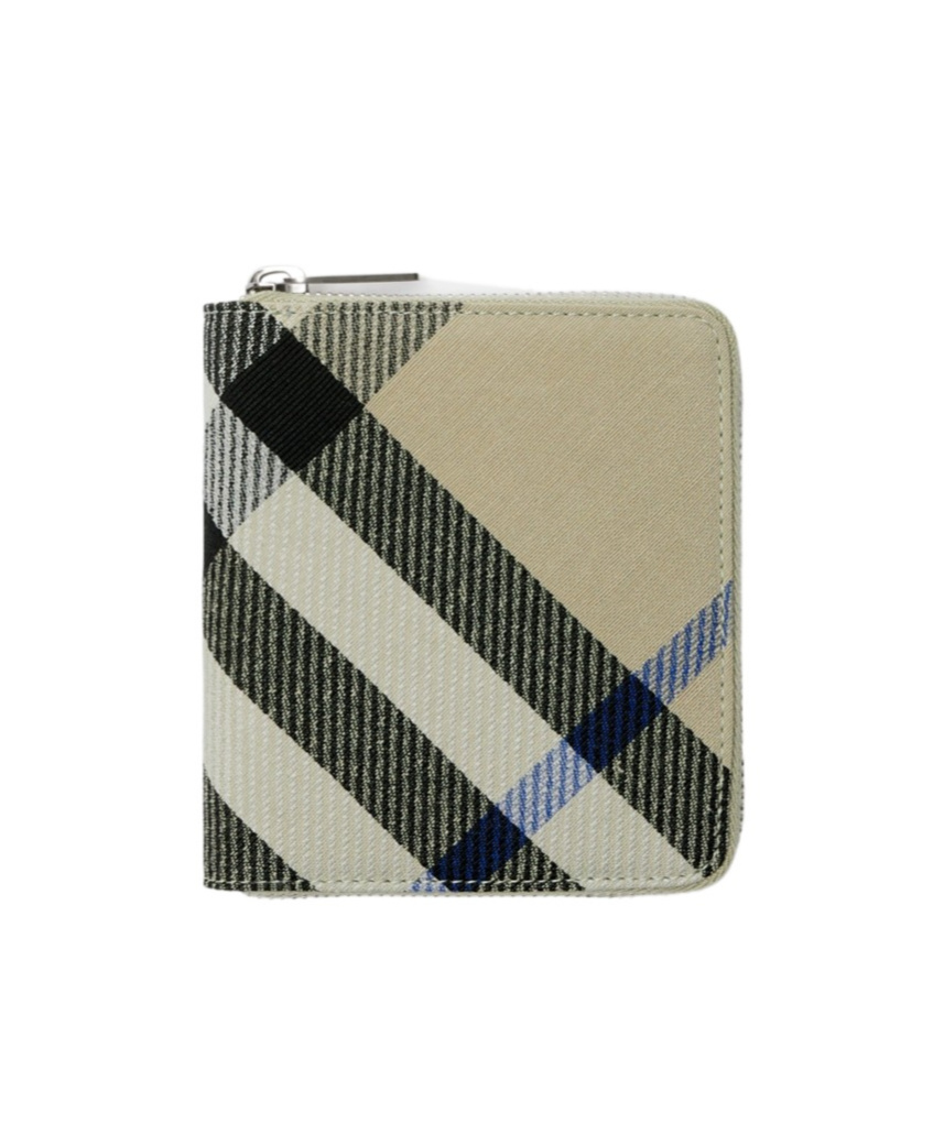 Burberry Medium Check Zip Wallet In Nude