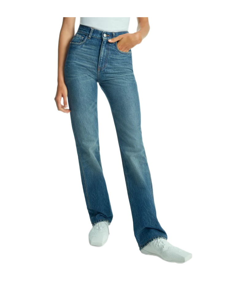 Coperni High Waist Button Jeans In Blue