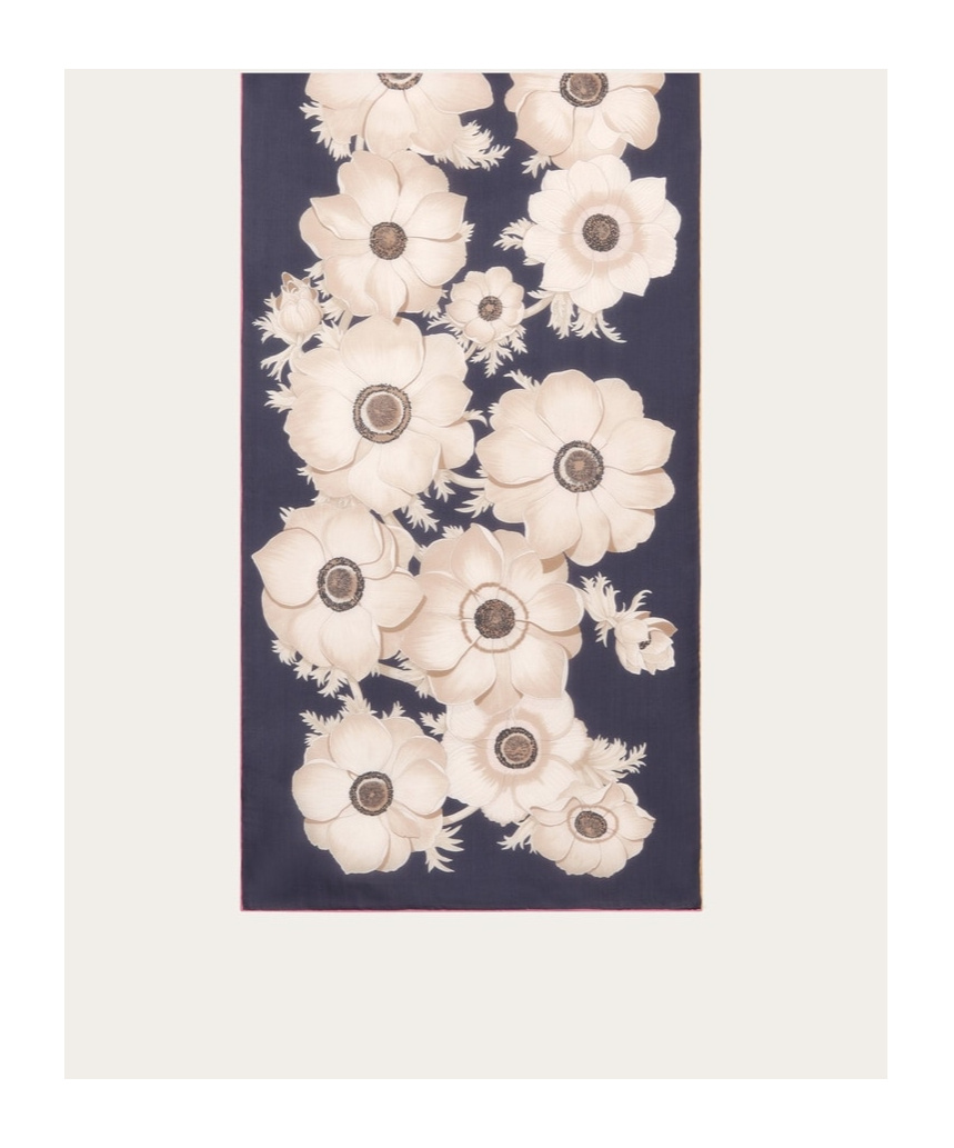 Ferragamo Anemone Print Silk Scarf In Multicolor