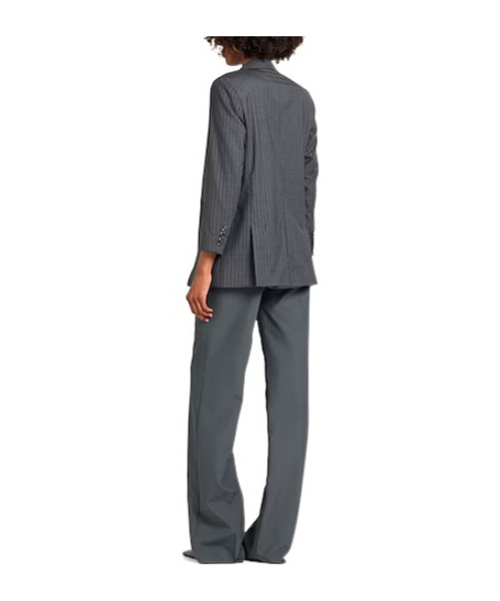 Max Mara Striped Wool Blazer In Charcoal-grey