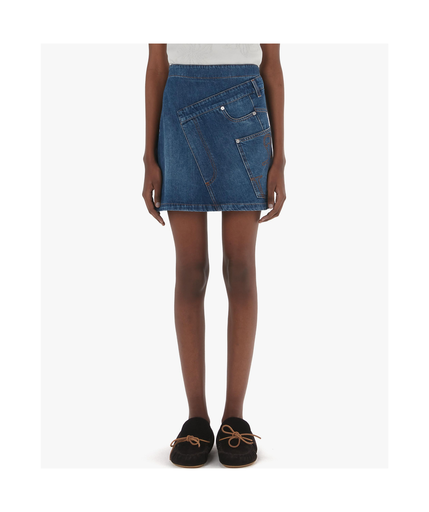 Jw Anderson Mini Skirt With Asymmetric Design And Pockets In Blue