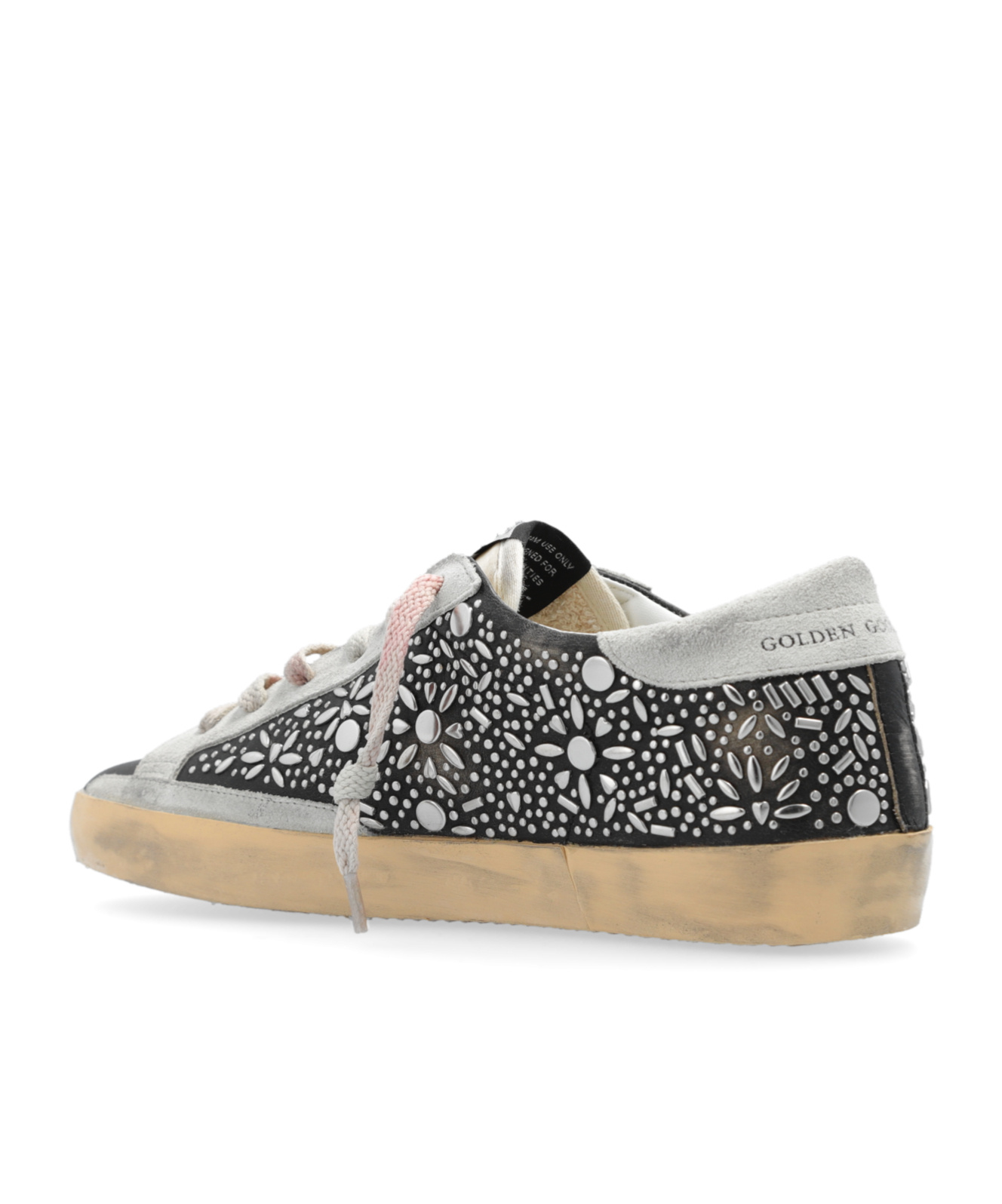 Golden Goose Super-star Studded Sneakers With In Nude