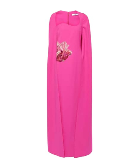 Safiyaa London Mattia Caped Embellished Gown In Pink
