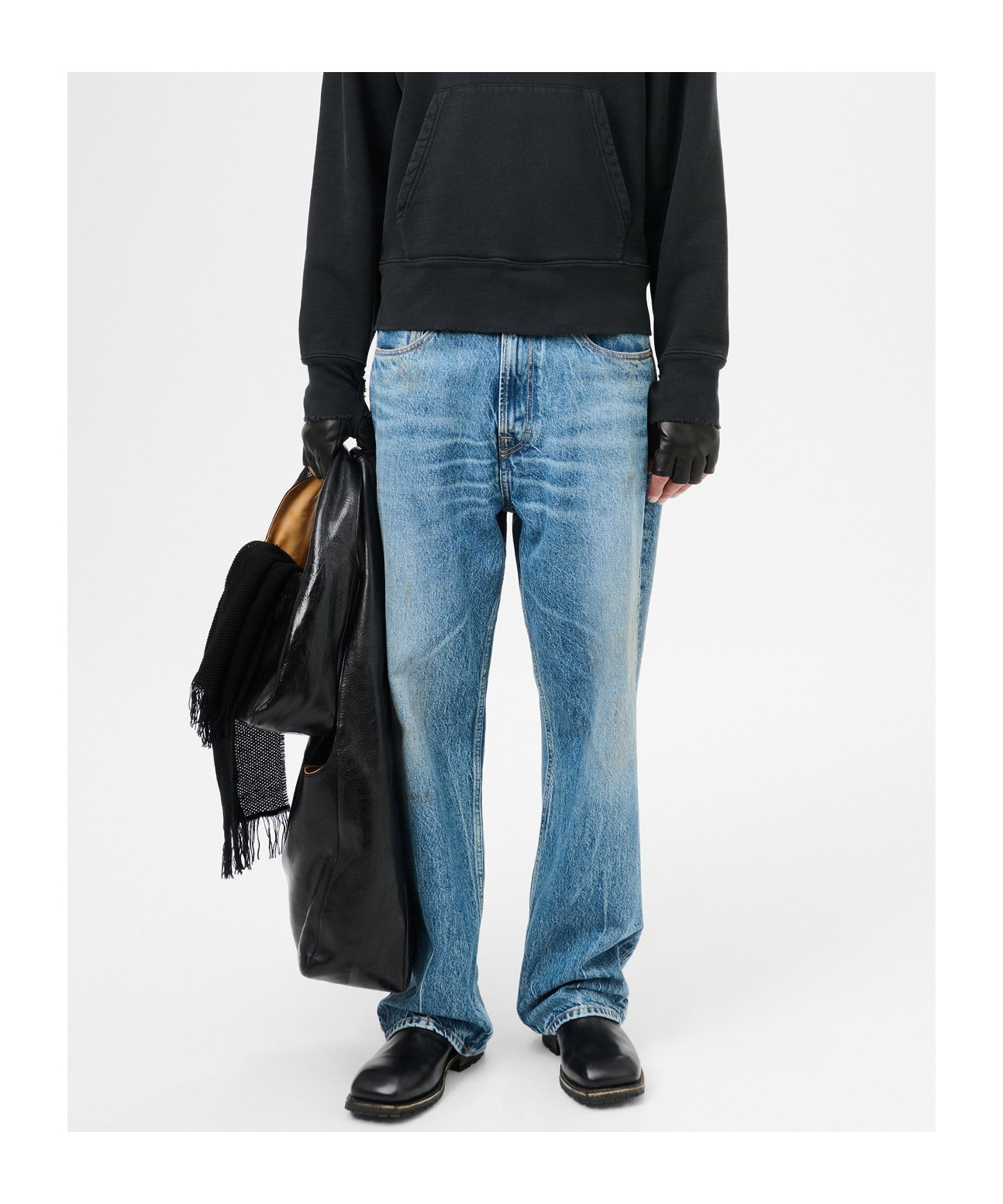 Our Legacy Mens Third Cut Relaxed Wide Leg Jeans In Blue