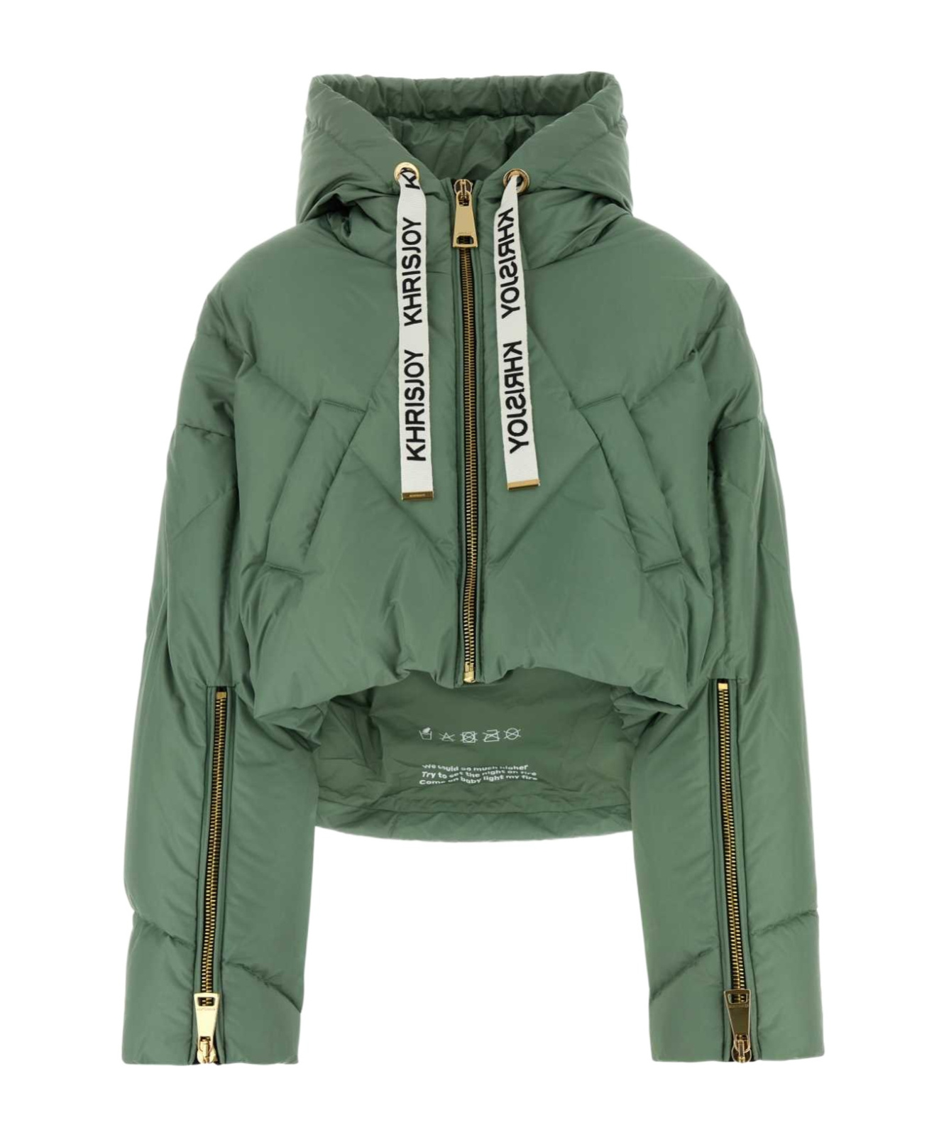 Khrisjoy Hooded Short Puffer Jacket Polyester In Green