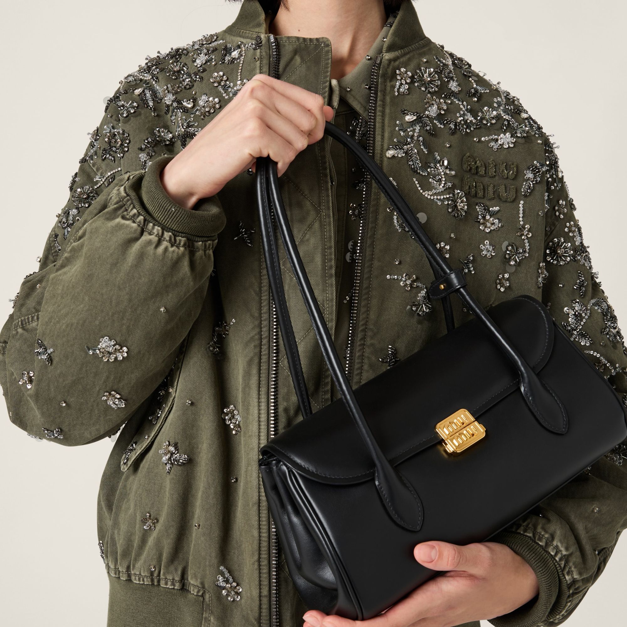 Miu Miu Long-sleeved Pilot Jacket In Green