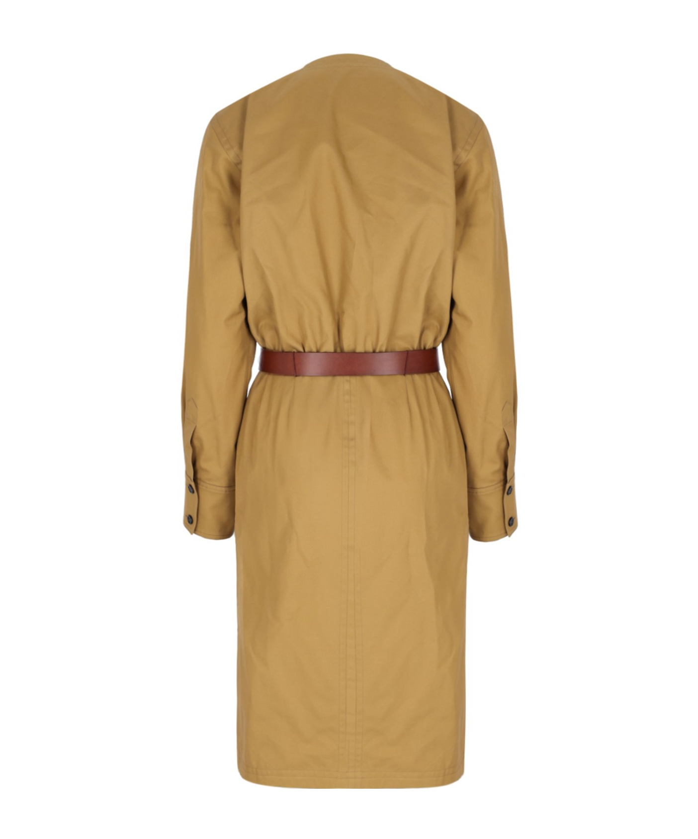 Saint Laurent Women's Cotton Twill Midi Dress In Brown