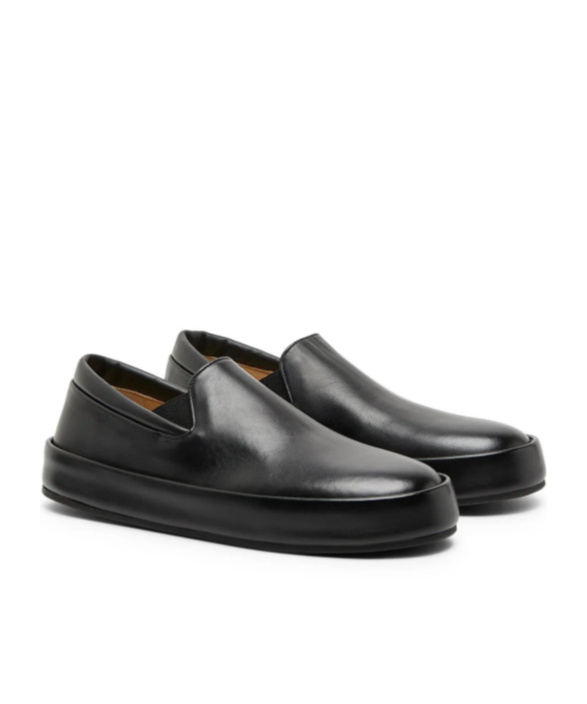 Marsèll Marsell Minimalist Black Calfskin Slip-on Slippers With Rubber Sole In Black