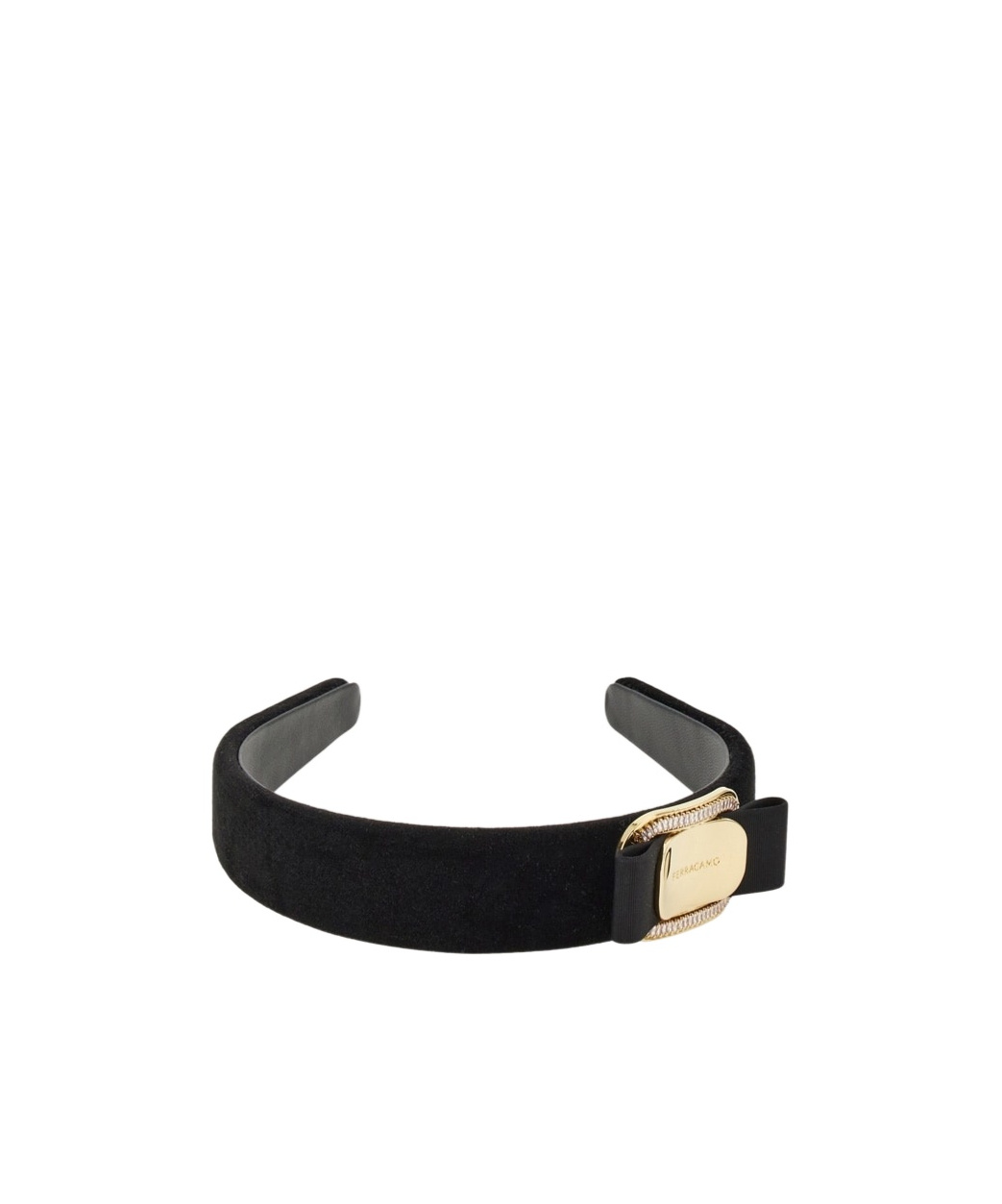 Ferragamo Black Headband With Bow And Logo Plaque In Black