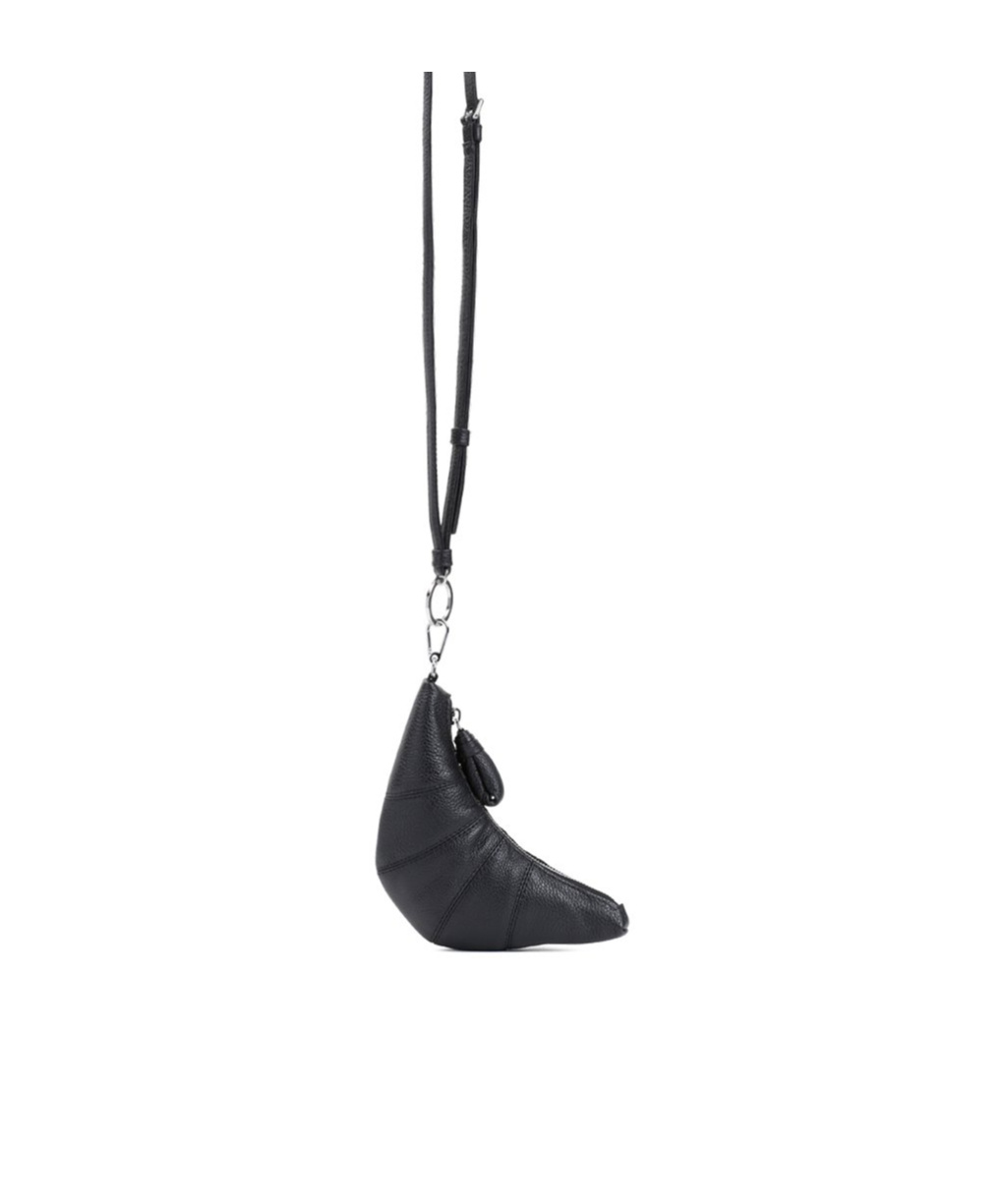 Lemaire Croissant Leather Cross-body Purse In Black